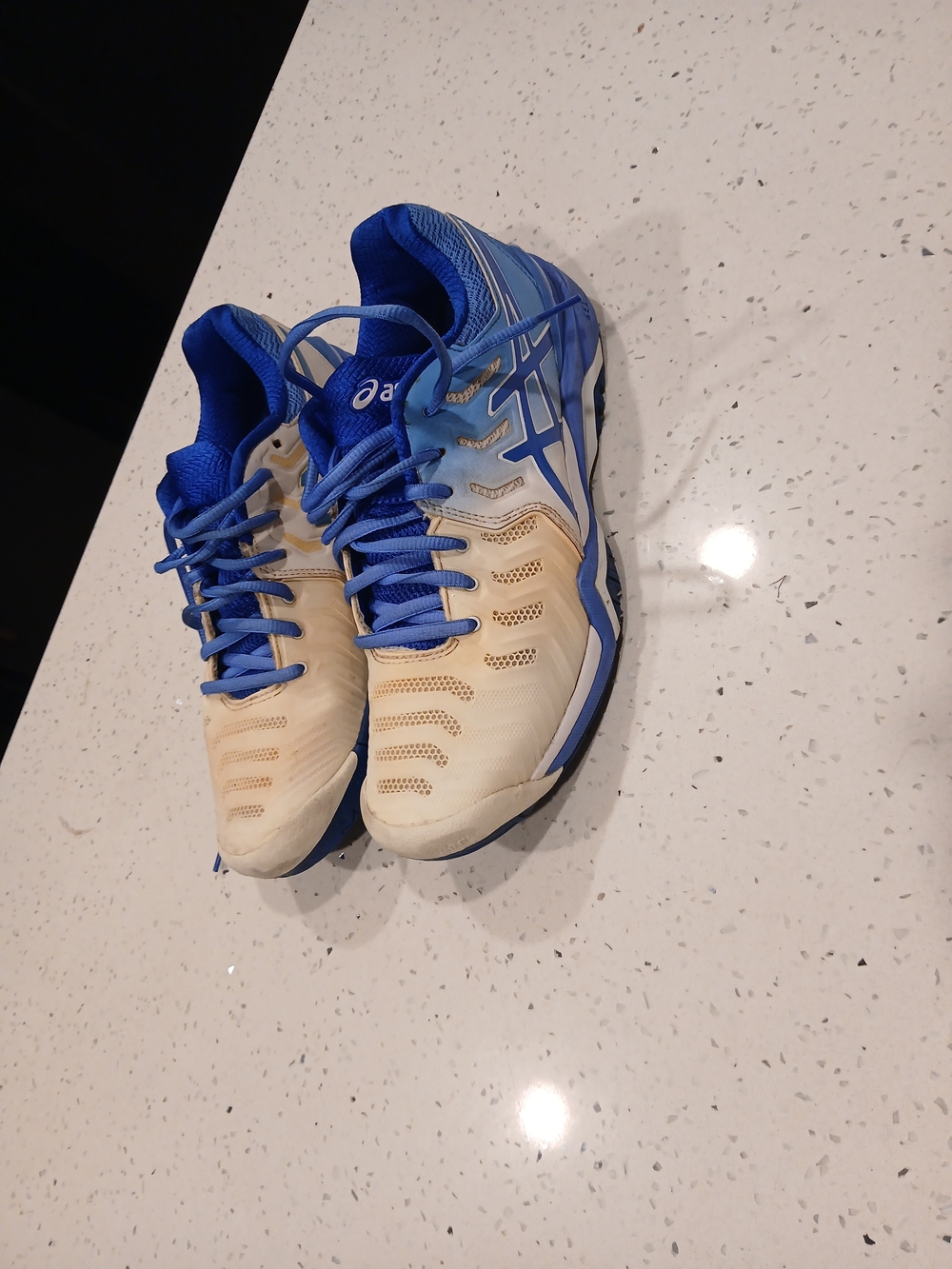 Asics Women's Gel Resolution 7 E751Y Size 9.5 White/Blue Running Sneaker